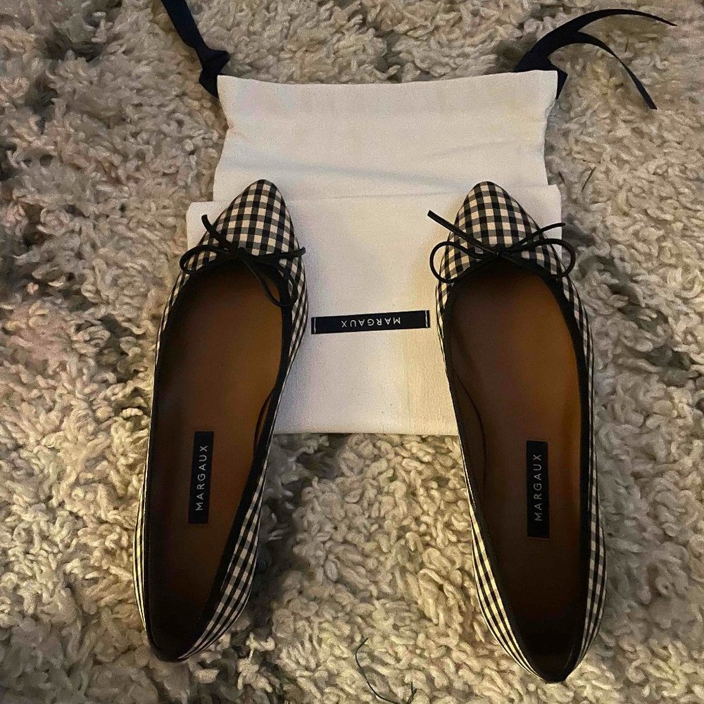 The Pointe Ballet Flat  - Tan and Black Gingham